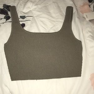 Aritzia Tan/olive tank crop top